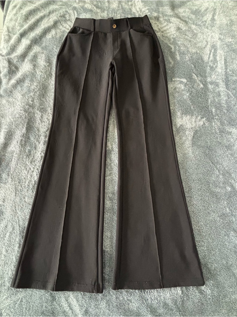 Indero Wide‑Leg Black Pants L/XL 90% Polyester 10% Spandex